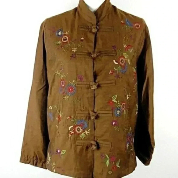 Vintage Jackets & Blazers - Unique Vintage Embroidered Floral Boho Indie Fall Jacket